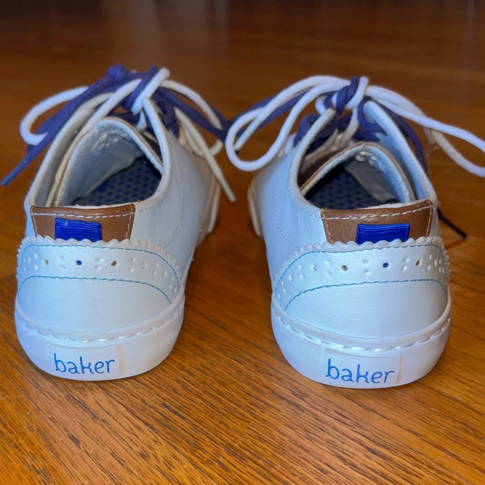 Ted Baker White Kids Sneaker Two Tone As New Navy/White Laces Size 1 / 33 - Picture 4 of 13